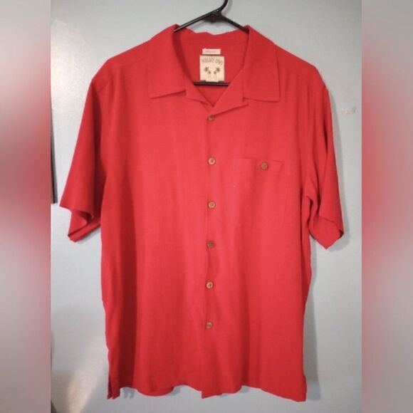 Paradise coves silk short sleeve button down - Picture 1 of 9